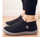 Botas de piel cálidas e impermeables para hombre, zapatos de invierno, botas de nieve para exteriores, zapatos sin cordones para hombre, zapatillas planas para hombre, calzado de felpa, botas de trabajo 36