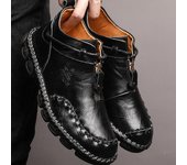 38-48 Botas de tobillo de cuero de gran tamaño para hombres Zapatos de cuero casuales hechos a mano de caña alta 38 marrón