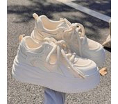 Zapatillas de plataforma para mujer, diseño de estrellas, con cordones, para monopatín, planas, cómodas, para correr al aire libre, tenis, zapatillas para correr 35 blanco