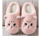 Pantuflas de gato cómodas, suaves y peludas, para mujer y hombre, para el hogar, cálidas y mullidas, de algodón, para interior, para invierno, bonitos zapatos de animales 36-37 blanco