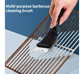 Limpiador de parrilla portátil, cepillo de acero de limpieza profunda, mango de plástico, cepillo de limpieza para barbacoa, accesorios de cocina, 1 ud. negro