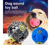 Juguete con forma de bola para golosinas para perros, juguete interactivo con sonido chirriante, dispensador de comida para masticar para perros para rechinar los dientes S azul