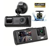 3 canales DVR para coche HD 1080P 3 lentes dentro del vehículo cámara de salpicadero cámara de tres vías DVR grabadora de vídeo grabadora Dashcam videocámara 3 Camera
