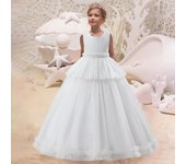 Vestidos de tul de verano para dama de honor, vestidos elegantes blancos para fiesta de boda, vestido de princesa para niña, vestido de fiesta de cumpleaños, disfraz 8Y blanco