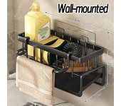 Rejilla para escurrir para fregadero de acero inoxidable, soporte para grifo de almacenamiento de esponja, escurridor de jabón, toallero, estante organizador, accesorios de cocina