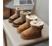 Botas de algodón de caña media para niños, nuevo estilo de invierno, botas de nieve gruesas y cálidas de felpa para niñas, zapatos de algodón para niños 35 amarillo