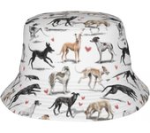 Sombreros de cubo con patrón de galgos, gorra de pescador para perro, Whippet, Sighthound, verano, playa, sol, Lurcher, Whippet, Sighthound One Size
