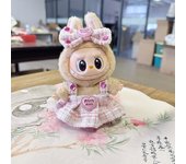 Ropa para muñecas Labubu de 17 cm, ropa para muñecas de peluche en miniatura, accesorios para el atuendo del monstruo, vestido de princesa rosa mini de perla
