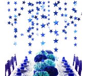 Cadena de estrella de espejo de 4M con pancarta de guirnalda de 7CM brillante para Navidad, cumpleaños, fiesta de boda, escaparate de casa, adorno colgante, suministros de decoración azul