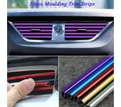 10 Uds., 20cm, salida de aire acondicionado para coche, tiras decorativas de moldura en forma de U, pegatinas decorativas de ventilación para salida de aire acondicionado Interior de coche DIY púrpura
