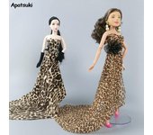 Ropa de muñeca de moda de leopardo para Barbie, vestidos, atuendos, vestidos de fiesta para casa de muñecas Barbie 1/6, accesorios para muñecas, juguetes para niños bronceado