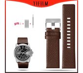 Correa de cuero genuino para reloj diésel, correa de grano de Litchi de 30mm, 28mm, 24mm, 26mm y 22mm para pulsera diésel DZ7256 DZ4344 DZ1657 DZ12 22mm negro