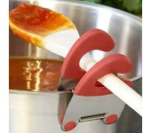 Soporte para cuchara y olla de acero inoxidable, soporte de clip para olla con agarre de silicona antiescaldaduras para cuchara, clip para cuenco de utensilios de cocina, utensilios de cocina para negro
