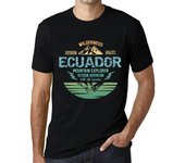 Camiseta Vintage Hombre Camiseta Gráfica Mountain Explorer Ecuador Deep Black XS negro
