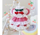 Ropa para mascotas a cuadros color cereza, vestido de sirvienta para gatos de primavera/verano, vestido a cuadros color rojo cereza, comparación de vestidos para perros pequeños con osito de peluche XS