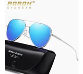 AORON Gafas de sol polarizadas antideslumbrantes para hombre, gafas clásicas con espejo, montura de aleación, gafas de sol UV400