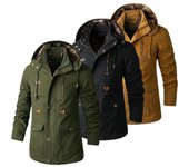 Abrigo de invierno cálido para hombre chaquetas militares tácticas impermeables combate al aire libre con capucha 5XL negro