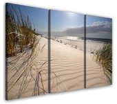Feeby Impresión en lienzo de tres piezas, Dunas en una playa 60x40 beige