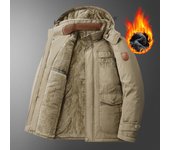 Abrigo de invierno de algodón grueso y afelpado para hombre: Ajuste holgado y cálido para personas de mediana edad y mayores M gris