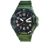 Reloj analógico Casio de cuarzo con banda de resina verde militar MRW-210H-3A MRW210H-3 100M para hombre negro