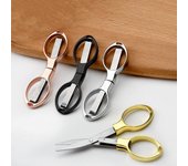 1 tijera plegable portátil de acero inoxidable, herramienta de corte de hilo de pescar, miniherramienta manual, tijeras multifuncionales para costura. negro