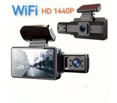 Cámara de salpicadero 2K 1440P de 3 pulgadas para coche, grabadora de vídeo para el interior del coche, cámara WIFI para vehículo, visión nocturna, DVR para coche, caja negra, accesorios para coche Without WiFi