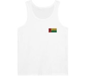 Débardeur - Guinée-Bissau - Broderie Blanc - 100% Coton - Coupe Ajustée - Mixte