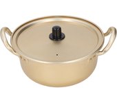 Olla para ramen coreana, buena conductividad térmica, ligera, apilable y portátil, con tapa L