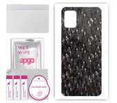 apgo Protective Skin Sticker for the back compatible with Samsung Galaxy A31, Wrap Film, Foil, Vinyl - Pattern Carbon Black Pixel