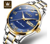 OLEVS Reloj mecánico automático con correa de acero de marca de moda que brilla en la oscuridad, resistente al agua, reloj para hombre