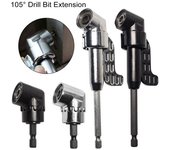 2 piezas de destornillador de esquina, herramienta de flexión de 105 grados, adaptador de flexión de puntas de destornillador de metal resistente, accesorios de extensión de taladro eléctrico plata