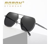 AORON-gafas de sol polarizadas con montura de aluminio y magnesio para hombre y mujer, lentes para conducir, para pescar, antideslumbrantes, UV400 Without Case negro/gris