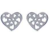 Les Trésors De Lily [F1324] - Boucles Argent 'Allégorie en Coeurs' argenté - 8x10 mm plata