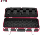 Estuche de transporte para pedales de efectos Caja de efectos de guitarra Estuche con bloqueo de metal total negro/rojo