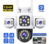 Cámara de vigilancia WiFi 6K con triple pantalla, seguimiento automático, impermeable, Yoosee PTZ, IP, para exteriores, 12 MP, HD 6k Camera