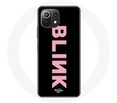 Coque pour Xiaomi Mi 11 Lite Blink Fandom Blackpink Logo Rose Fond Noir
