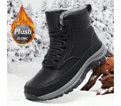 Nuevas botas de nieve de invierno para hombre, zapatillas de cuero impermeables, botas súper cálidas para hombre, botas de senderismo para exteriores para hombre, zapatos de trabajo, talla 39-48 40
