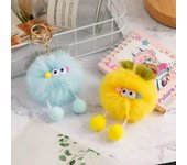 Lindo llavero con borla de muñeco de peluche de dibujos animados para bolso o coche color rosa