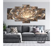 Cuadro sobre lienzo para pared, 5 piezas, póster de flores de rayos dorados, pintura de pared de salón moderna, marco de cuadro decorativo para el hogar 40X60 40X80 40X100cm