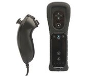 2 en 1 Wii One Controller Motion Plus Nunchuck de movimiento incorporado para Wii Negro