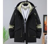 Parkas de invierno de talla grande 4XL-11XL para hombre, ropa de abrigo de gran tamaño, con capucha, informal, holgada, gruesa y cálida 4XL negro