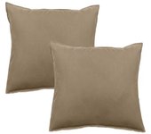 Lot de 2 taies d’oreiller Palace pur coton teint lavé 63 fils/cm² Vent du sud - Palace Camel - Lot de 2 taies d'oreiller 65 x 65 cm
