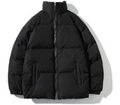 Chaqueta de invierno para hombre, parka gruesa y cálida, abrigo Harajuku para hombre, cuello alto, color sólido, parka informal para hombre y mujer, nueva moda urbana S negro