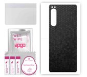 apgo Protective Skin Sticker for the back compatible with Sony Xperia 5 IV, Wrap Film, Foil, Vinyl - Pattern Black Honeycomb