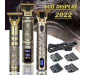 Cortadora de pelo eléctrica para hombre, afeitadora profesional para peluquero, Barba, T9, recargable por USB, Máquina para cortar cabello Gold