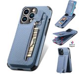 Funda de cuero con cremallera para iPhone 15, 14 Plus, 13, 12 Mini, 11 Pro Max, X, XS, XR, 8, 7, 6, 6S, SE 2020 For iPhone 15 negro