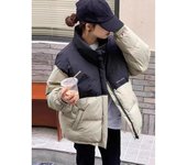 Chaqueta corta holgada de talla grande para mujer, abrigo acolchado de algodón grueso, Parkas acolchadas informales de talla grande para mujer M negro