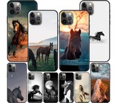 Funda de caballo corriendo para Apple Iphone 14 11 13 12 Pro Max Xr 7 8 + Se 2020 Xs 6 6s Plus 5 5s funda negra de silicona para teléfono iPhone 6 6s