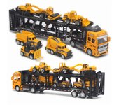 Juguetes de construcción Coches 7 piezas Set 1:48 vehículos de juego de transporte para niños de 2 a 4 años, transporte de aleación, excavadora, montacargas, mezclador de cemento, volquete 32.5x8x5.5cm