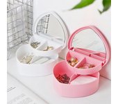 Organizador de pulseras y bandas para el cabello, ideal para guardar joyas, con espejo de maquillaje, color rosa y blanco. color rosa